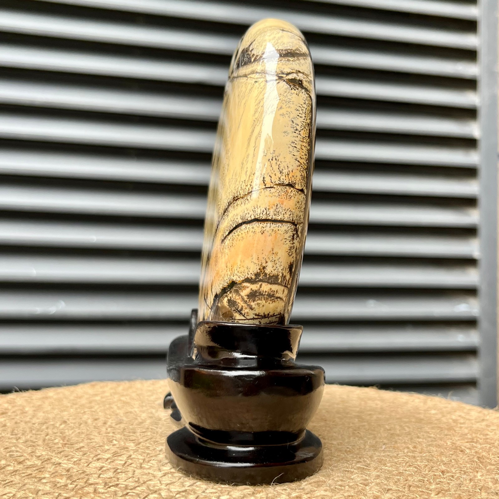 3.7 lb Picture Stone Landscape Natural Unique Gift Display Art w/ Wood Base