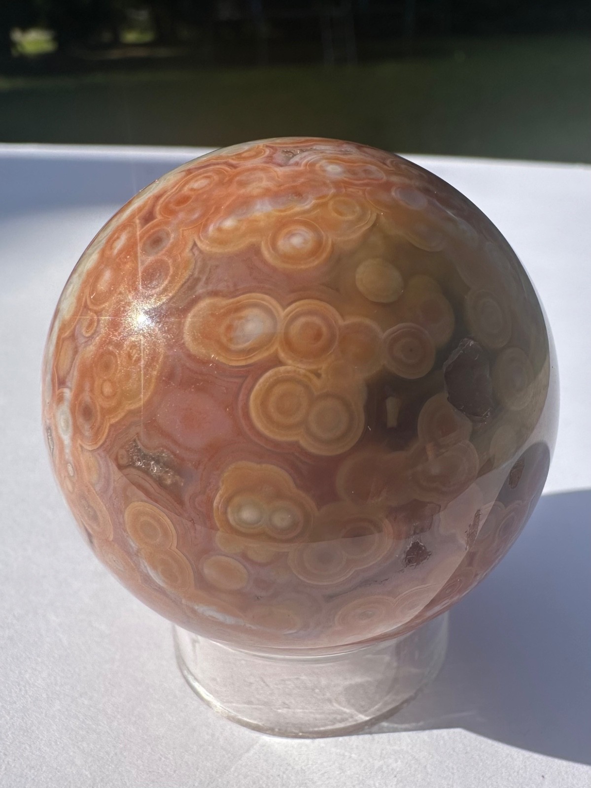 143g sparkling druzy 8th vein orbicular ocean jasper sphere polished crystalball