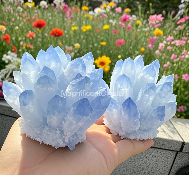2025Rare Large Raw Blue Quartz Crystal Cluster Natural Rough Geode Reiki Quartz