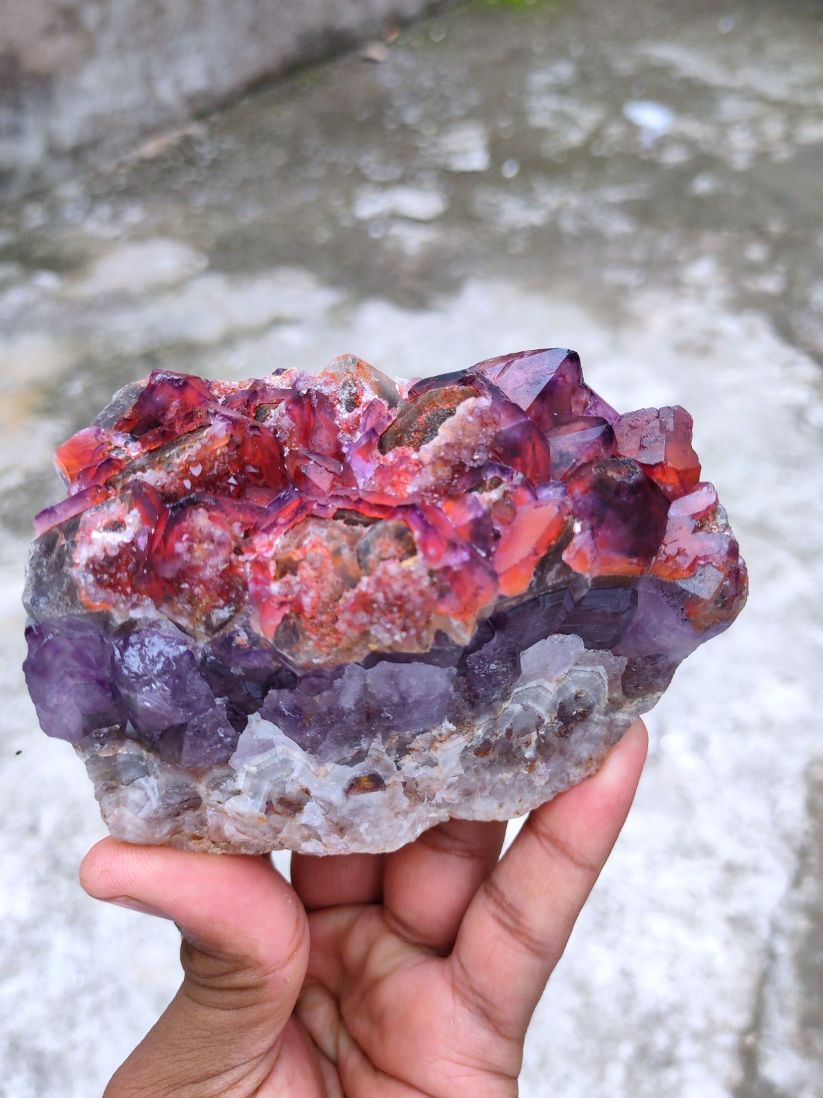 Natural Mineral specimen, Alien Amethyst Red Phantom Hematite Quartz