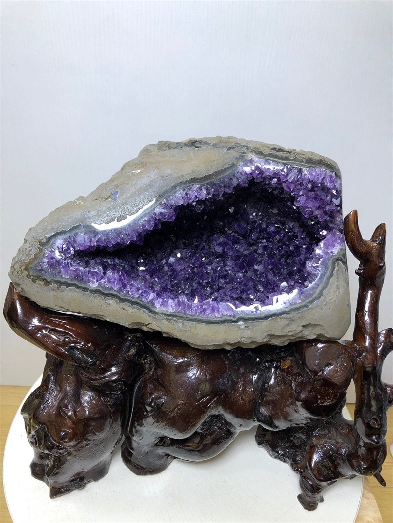 18.17LB Natural Amethyst Cave Quartz Crystal Mineral Specimen Healing + STAND