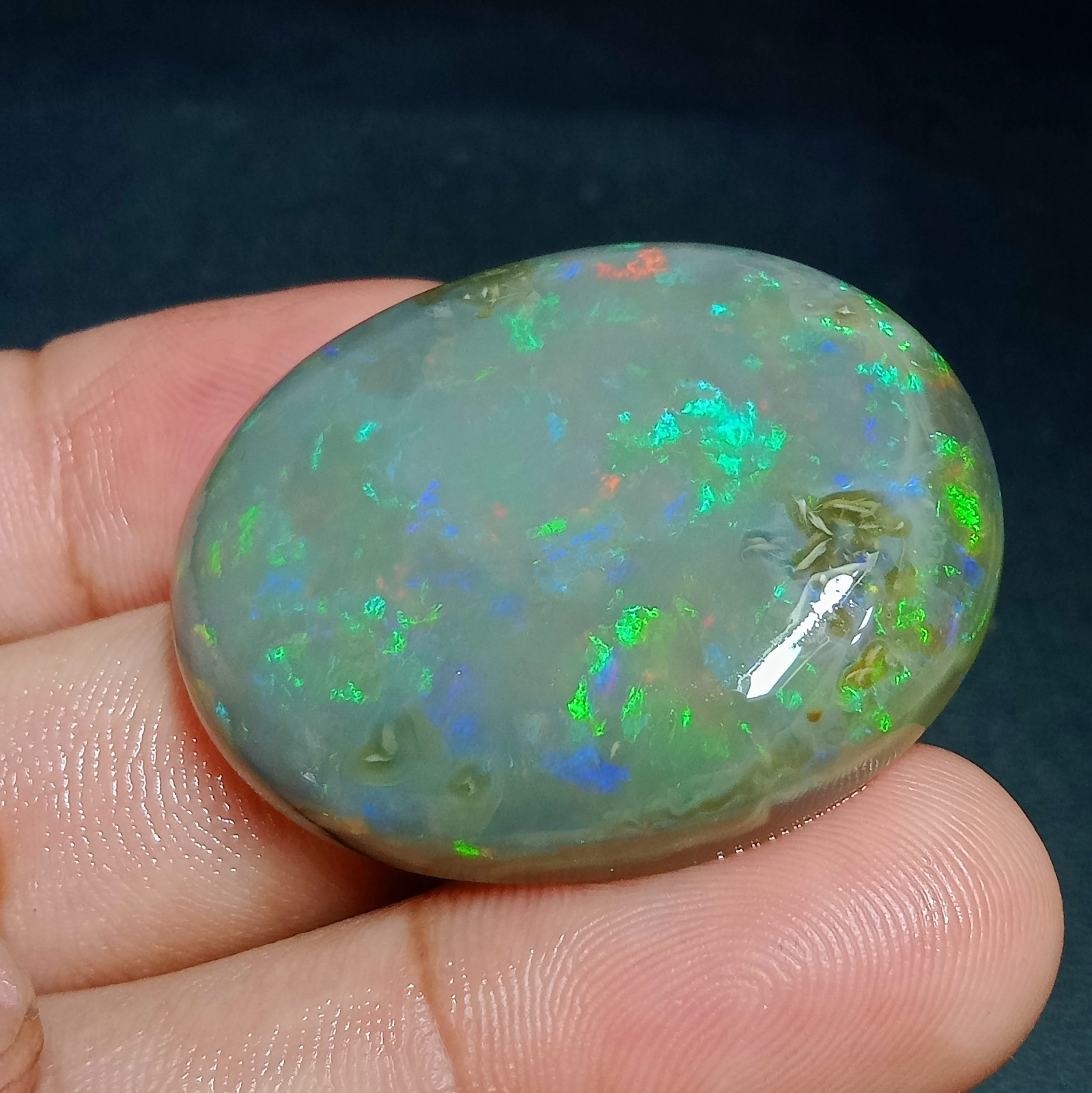 Ethiopian 68ct Crystal Opal Cabochon – Multicolor Fire w/ Natural Matrix