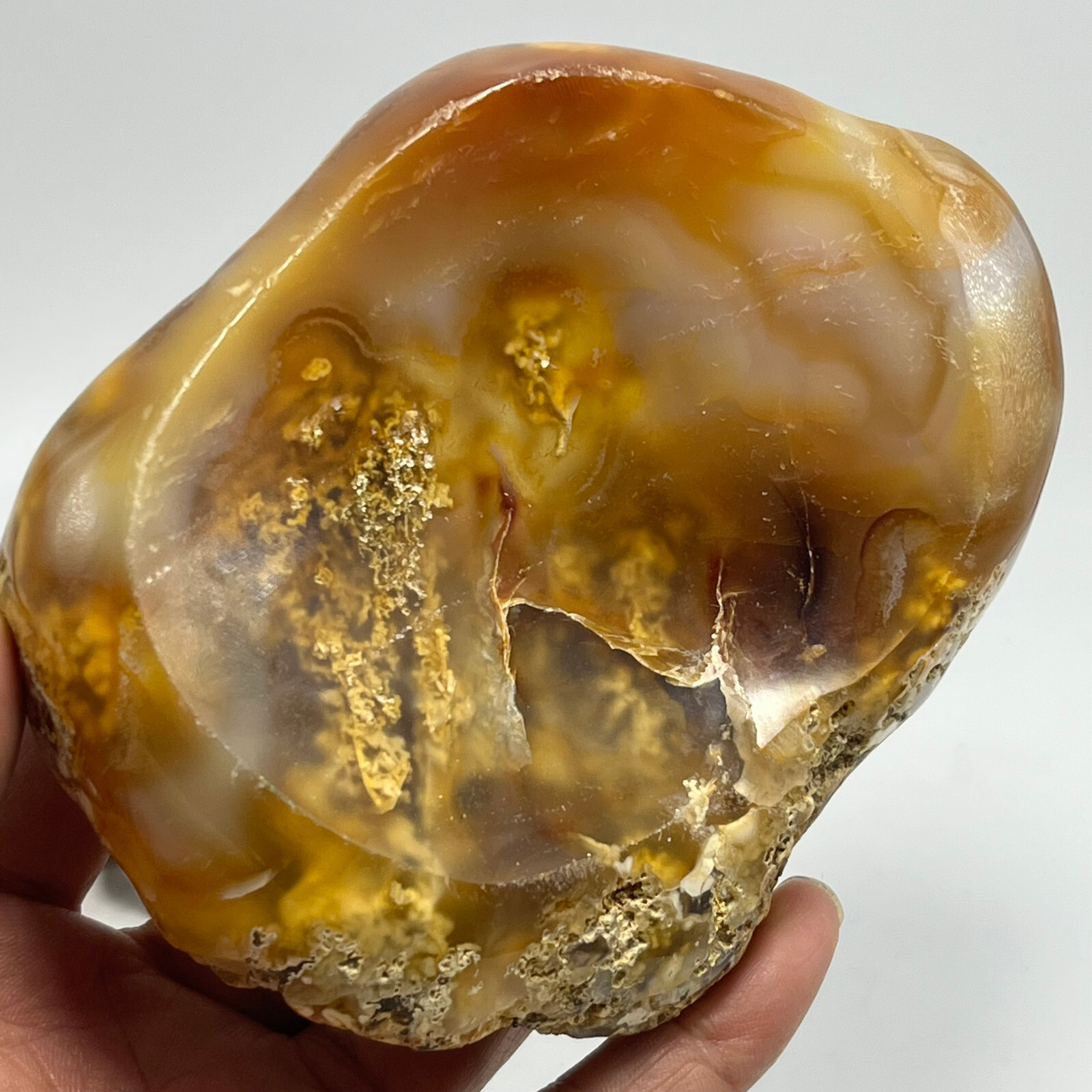 377g TOP Rare Natural Agate ashtray Polished Coin Dish Madagascar #119