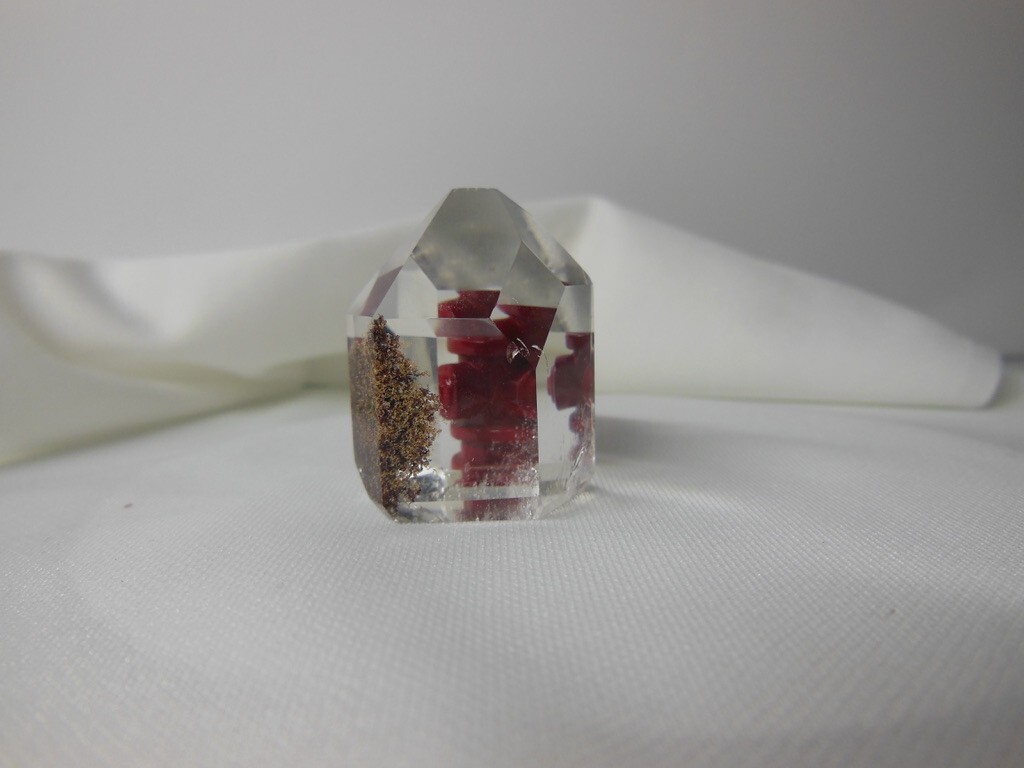 Natural Quartz Crystal / Clear Standup / Chlorite Crystals Inside “Moss Look”