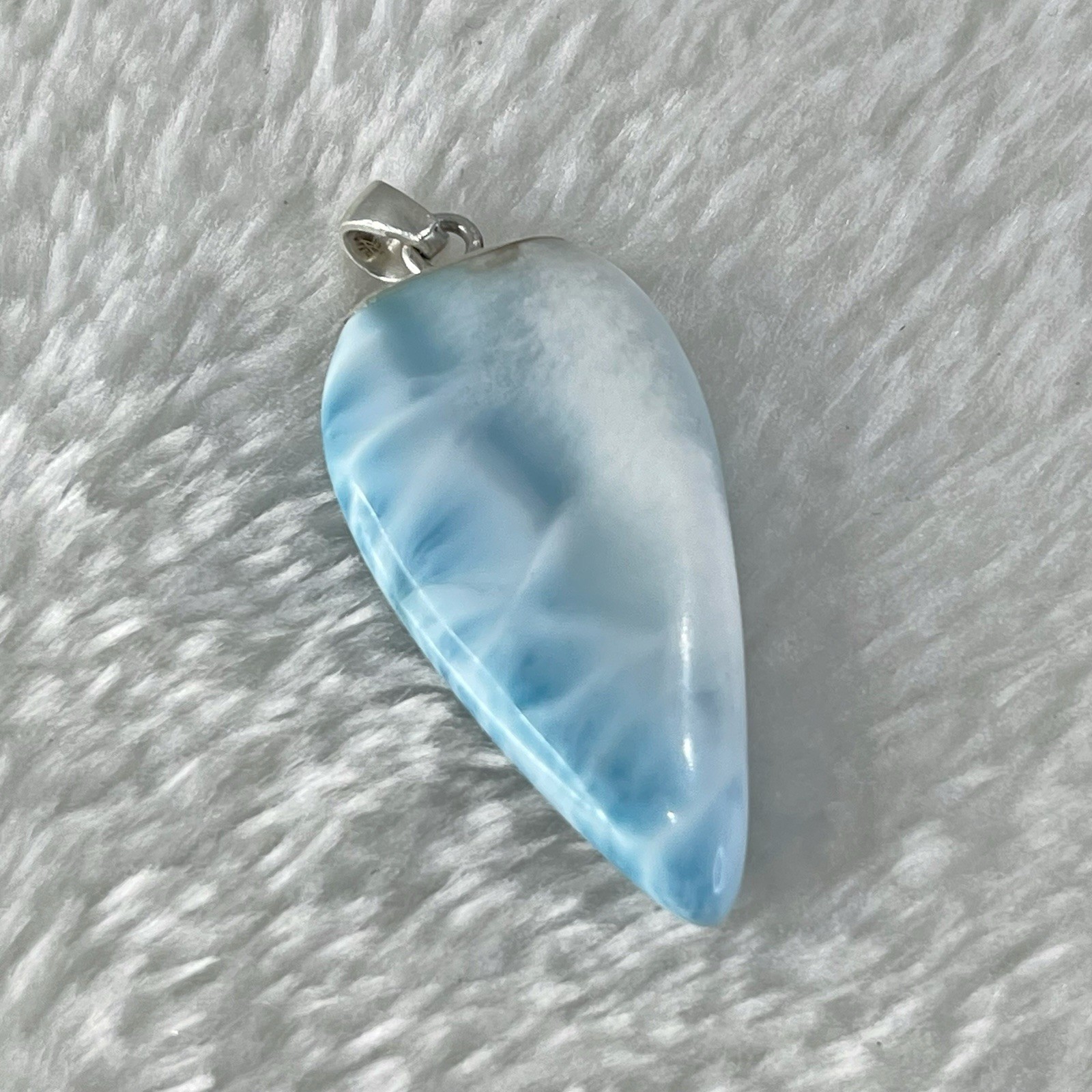 19g Larimar Necklace, Handcrafted Sterling Silver Pendant, Dominican Jewelry,