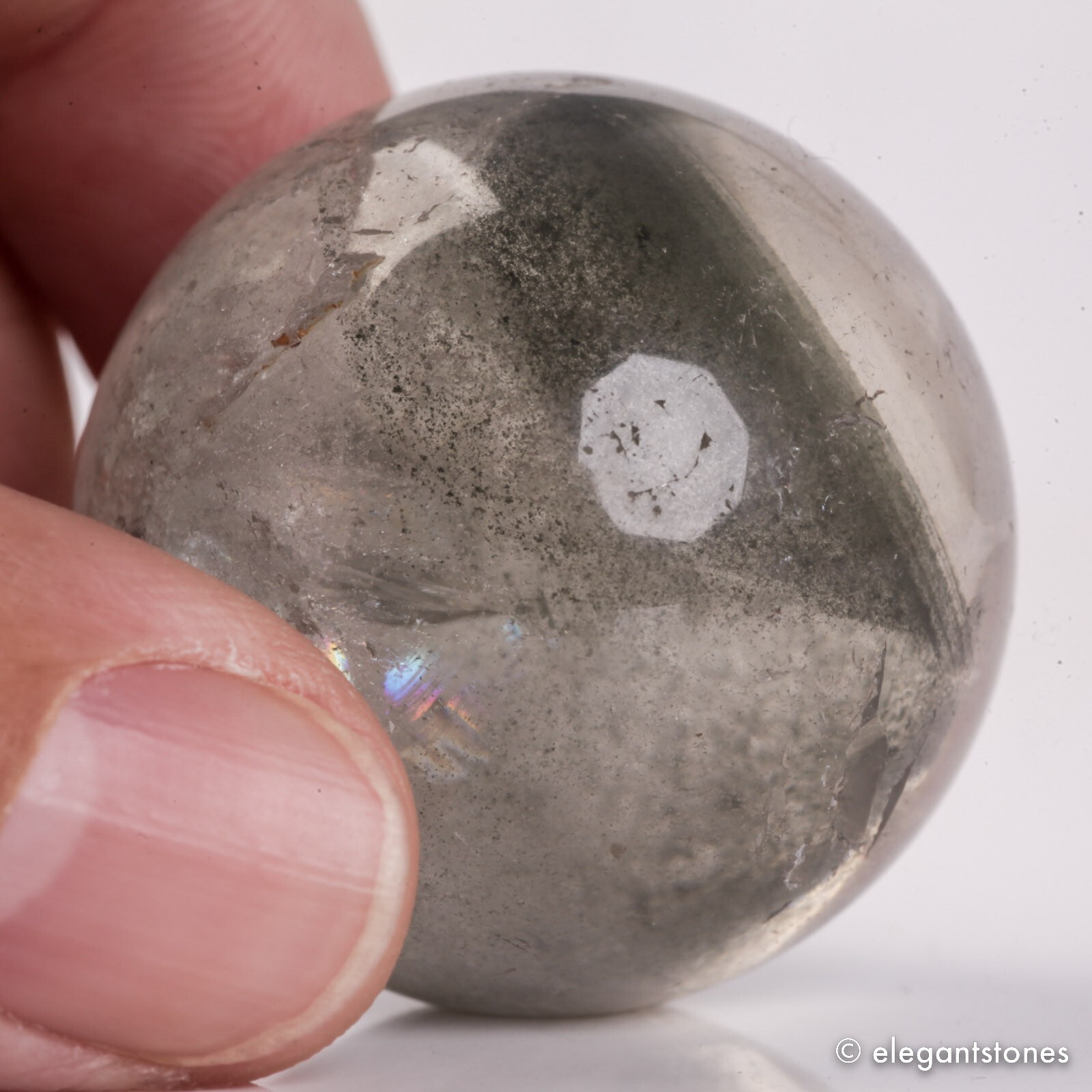 58g34mm Natural Garden/Phantom/Ghost/Lodolite Quartz Crystal Sphere Healing Ball