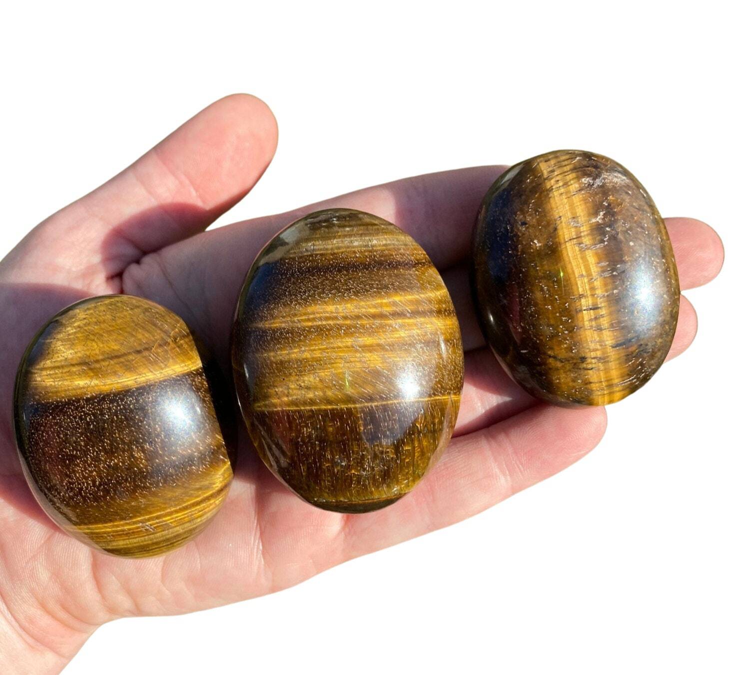 Tigers Eye Worry Stone – Natural Tigers Eye Palm Stone from South Africa