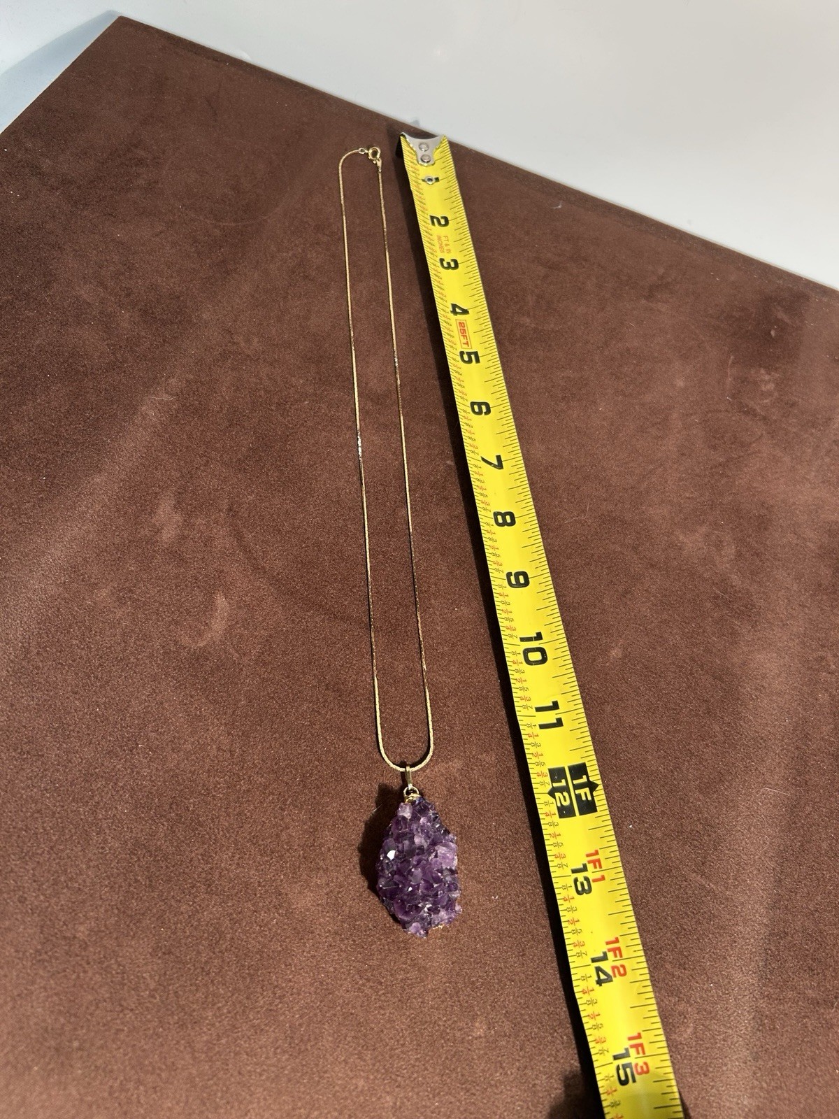 Natural Amethyst Crystal Geode Pendant Necklace