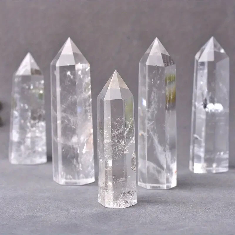 Large Natural Crystal Clear Quartz Transparency Hexagonal Prisms Obelisk 7-8cm