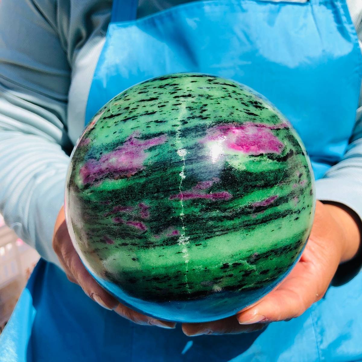 7.28LB Natural green Ruby zoisite (anylite) crystal ball sample Healing