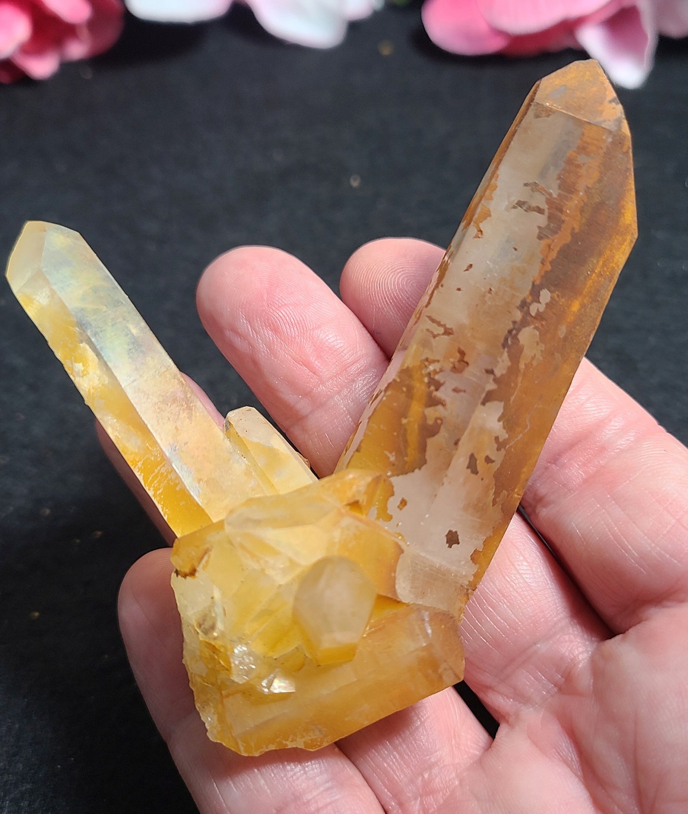 3.4″ 76g Pretty V Shape Golden Healer Quartz Crystal Cluster Stone Specimen