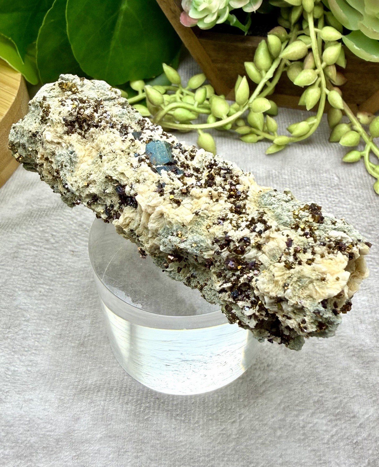 Crystal 140g Rainbow Blue NATURAL Pyrite In Feldspar Specimen Mineral Cluster