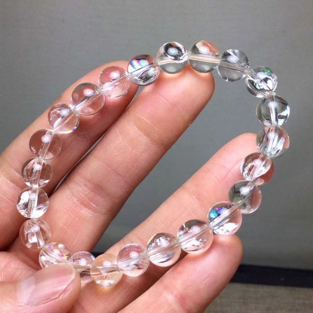 8.5mm Natural White crystal Bracelet Crystal Gemstone Stretch Bracelet random