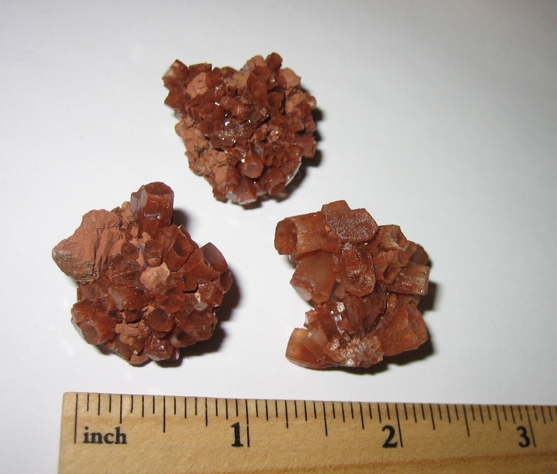 3 NATURAL ROUGH 1″- 1.1″ RED ARAGONITE CRYSTAL CLUSTERS FROM MOROCCO ~ 36.4g *1