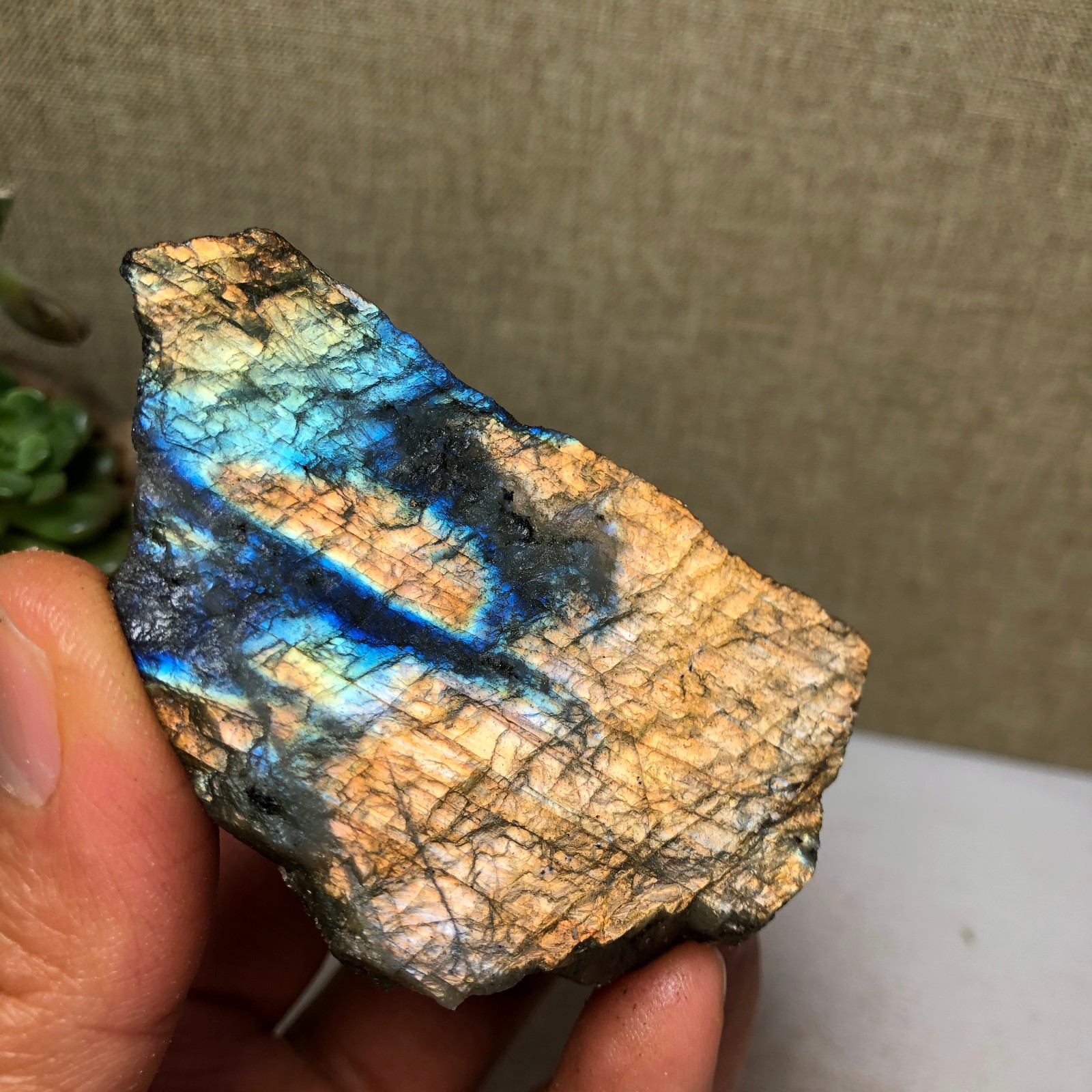 58mm Natural Labradorite Crystal gemstone rough original Specimen 95g A4219