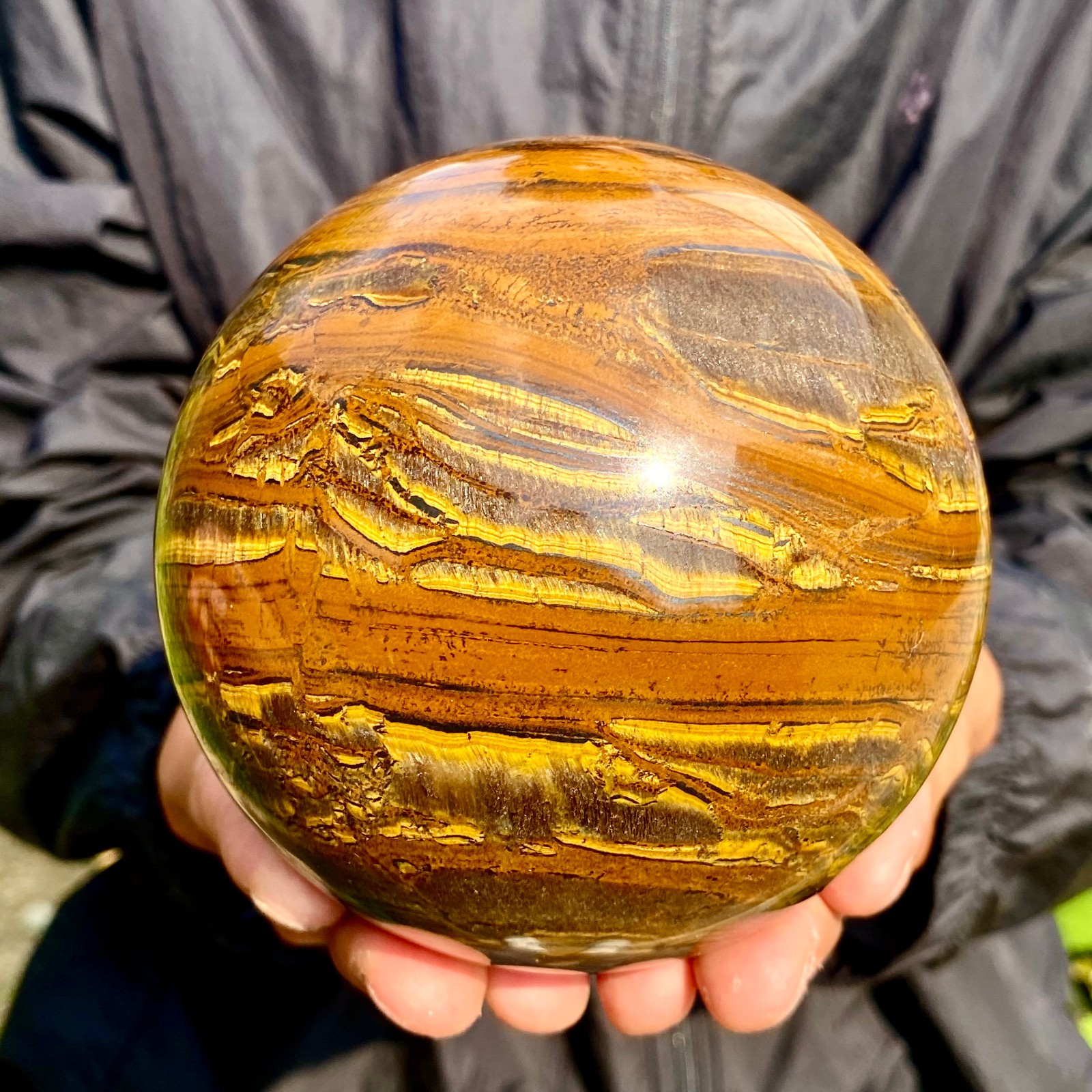 4.03LB Large Natural Tiger Eye Stone Crystal Ball Quartz Healing Sphere Décor