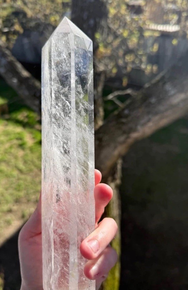 9 in Tall Natural Brazilian Clear Quartz Obelisk