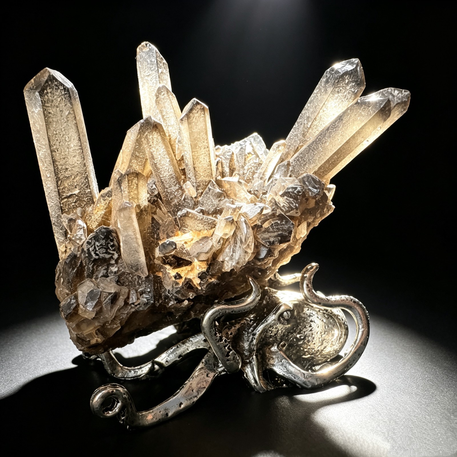 Natural Crystal Cluster Specimen Quartz Mineral Display Octopus Stand Desk Decor