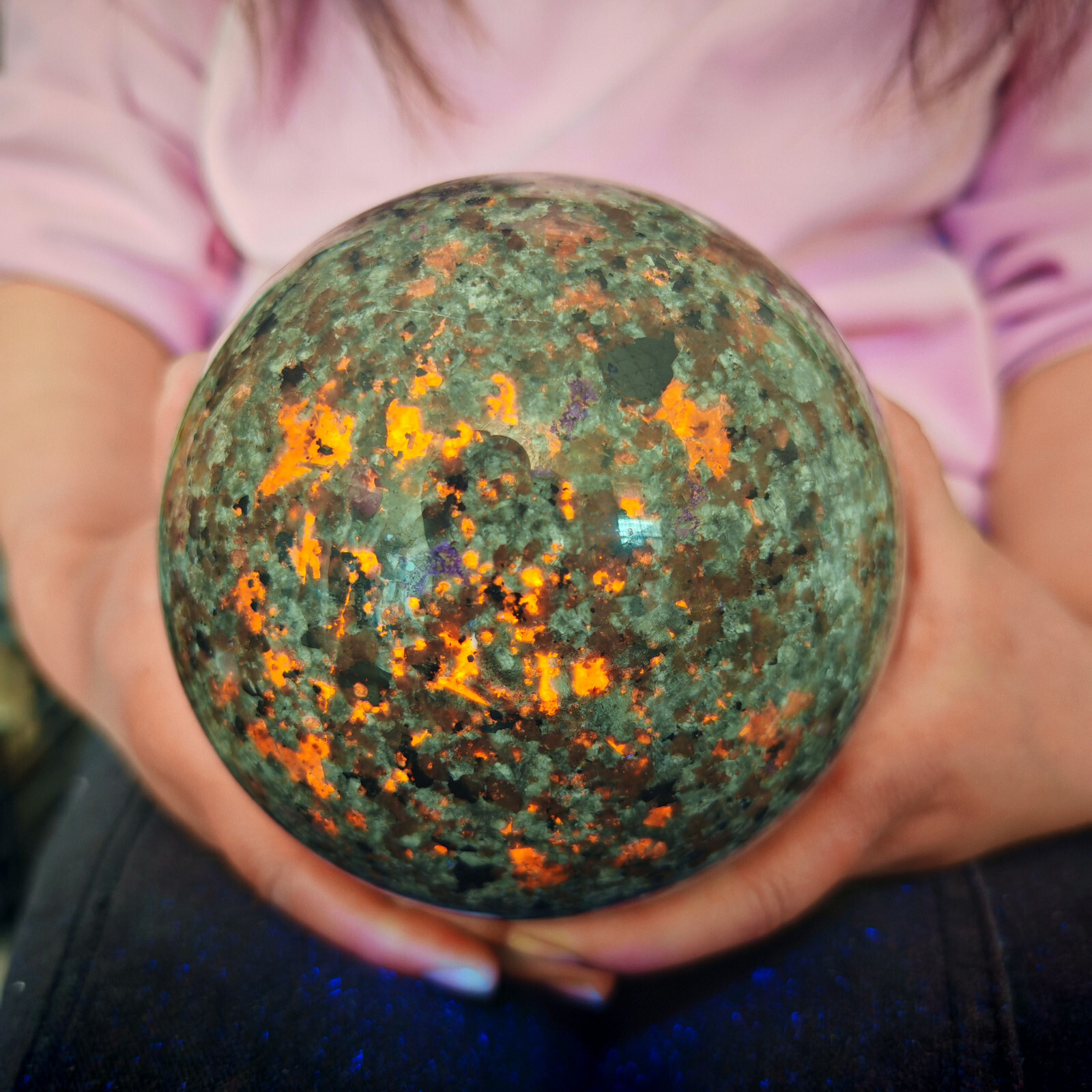 6.6LB Natural Flame Stone Ball Body Crystal Ball Spiritual Healing 3000g