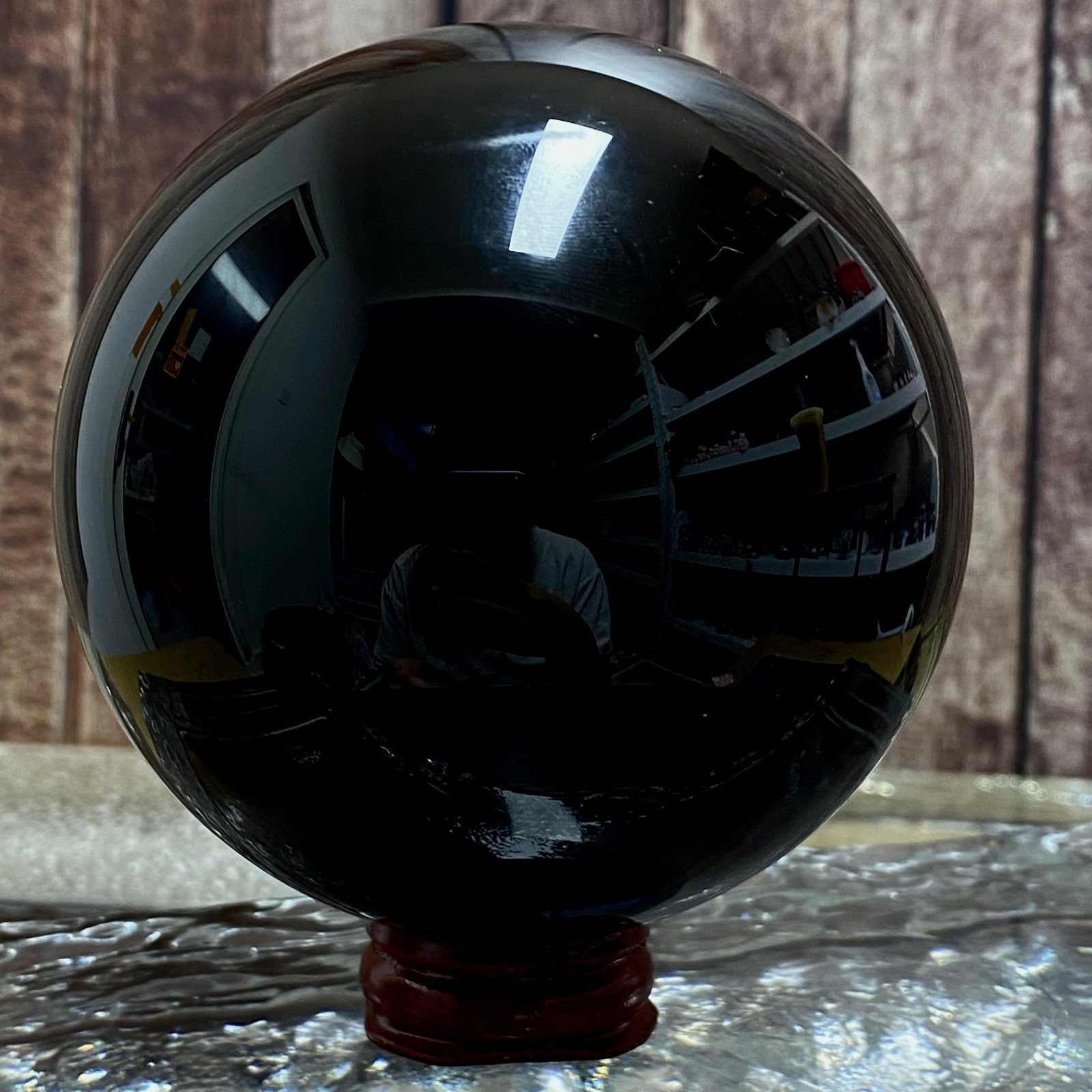 Natural Obsidian Crystal Ball – Polished Black Sphere for Home Decor 935 g
