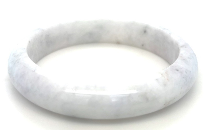 “Type A Burmese Jadeite Bangle White Half Moon 59mm”