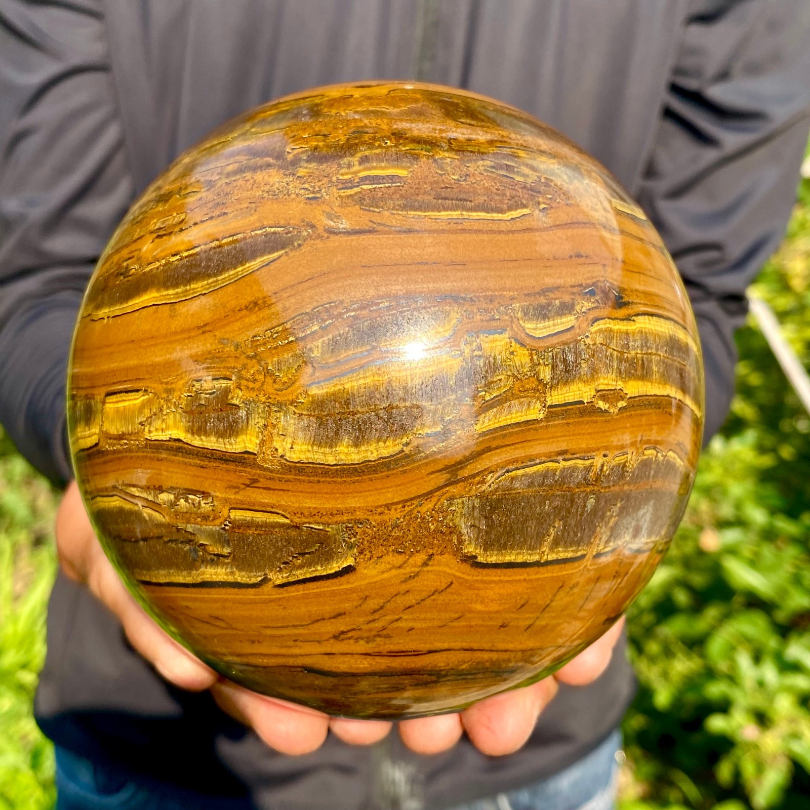 5.95LB Large Natural Tiger Eye Stone Crystal Ball Quartz Healing Sphere Décor