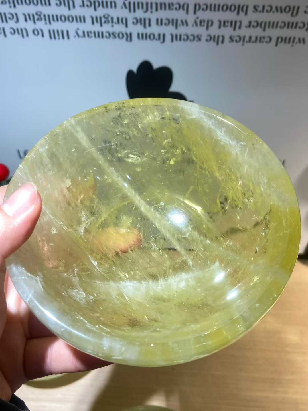1pc Natural Citrine Quartz Carved Crystal Bowl Reiki Healing Decor