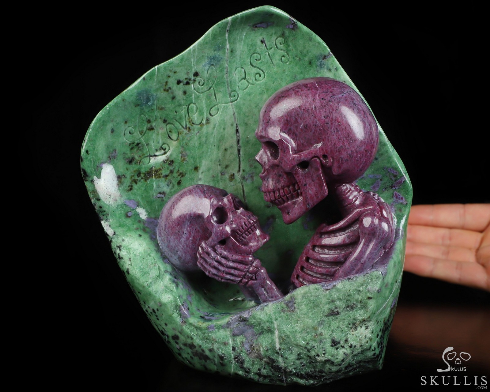 Love of Lasts, 7.0″ Ruby Zoisite Hand Carved Crystal Skull Fine Art Sculpture