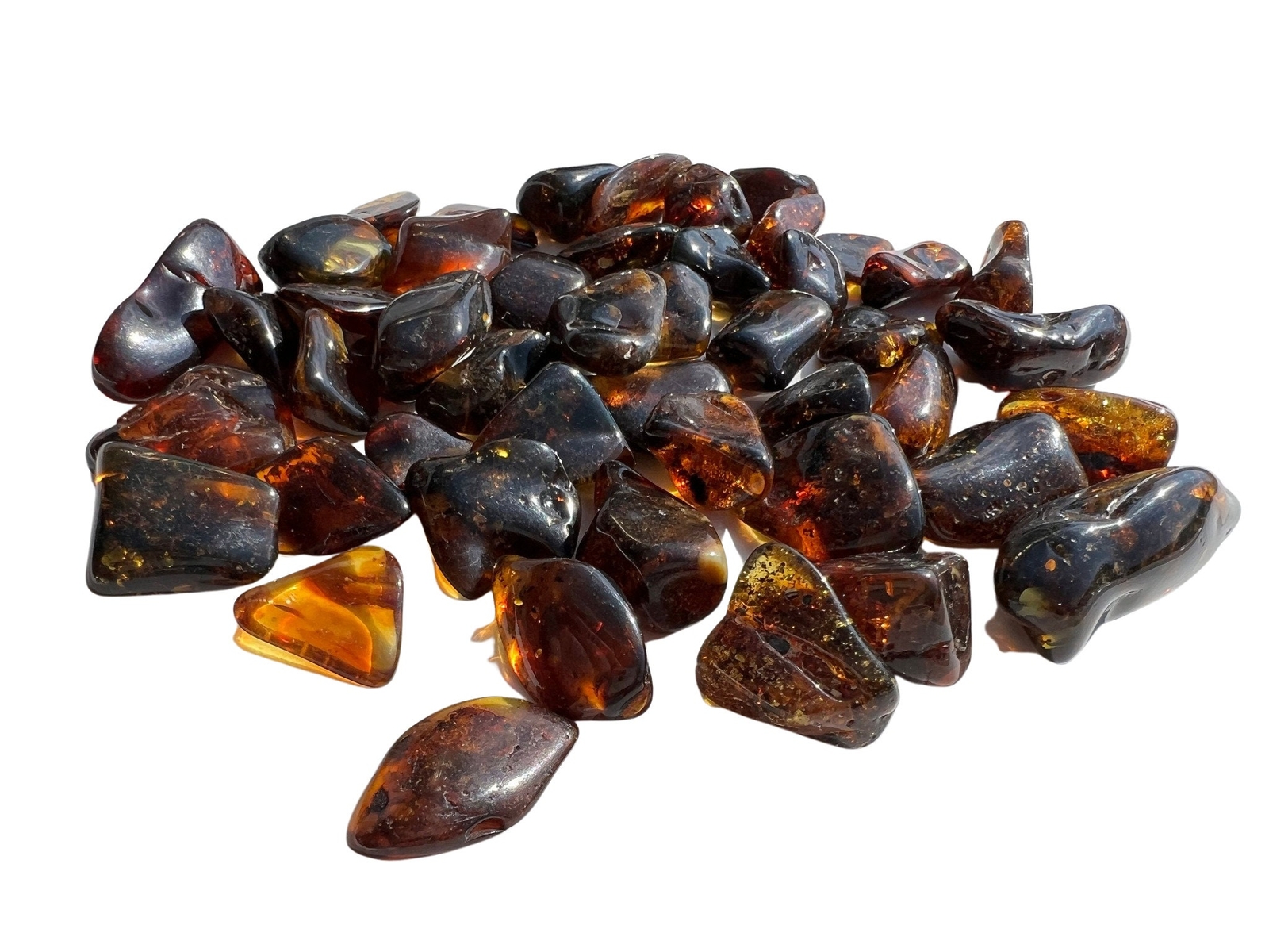 Baltic Amber Tumbled Stone, Dark Natural Baltic Amber from Indonesia
