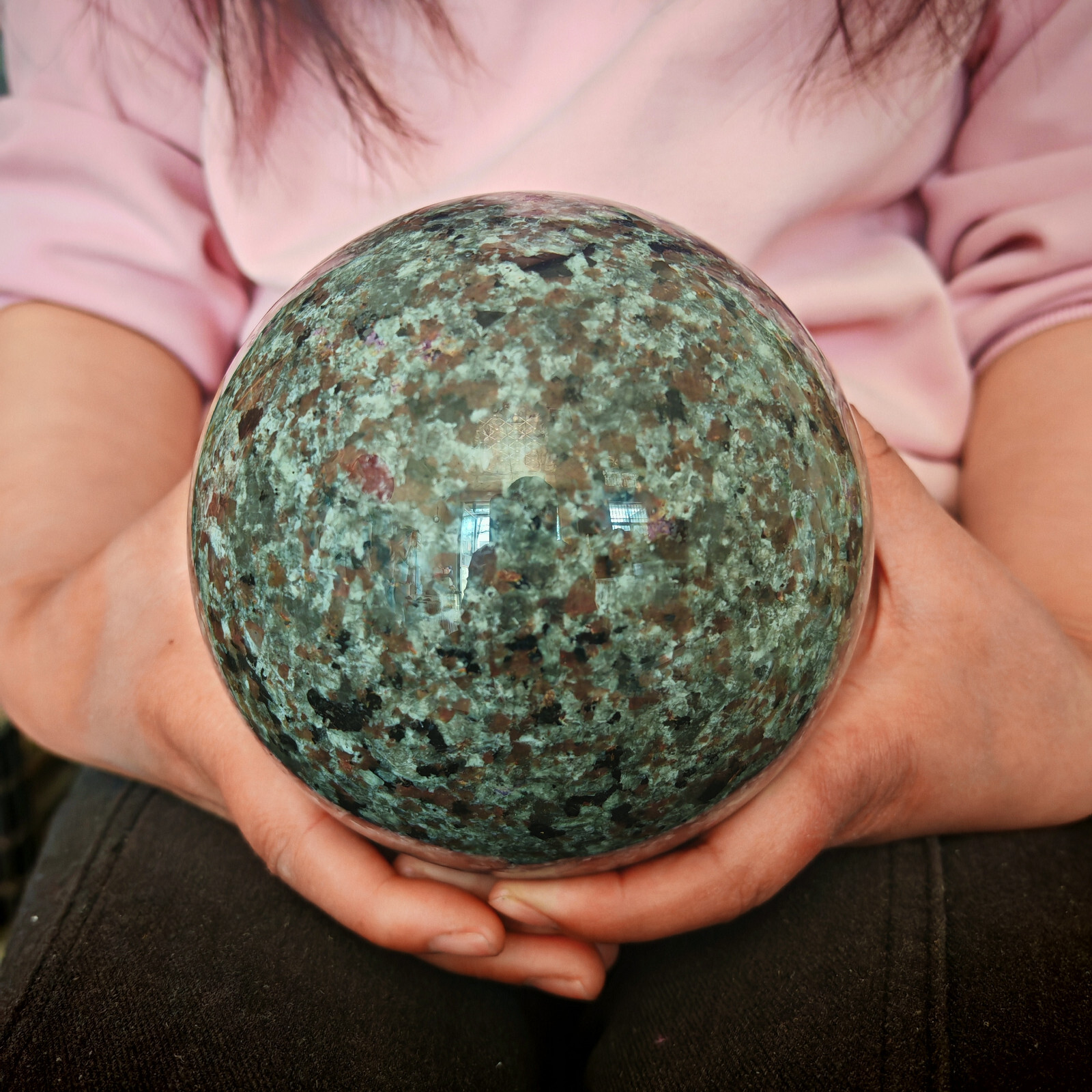 6.6LB Natural Flame Stone Ball Body Crystal Ball Spiritual Healing 3000g