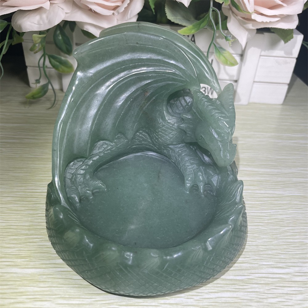 2.8LB 4.9″ Natural Green Aventurine Dragon Figurine Quartz Crystal Reiki Decor