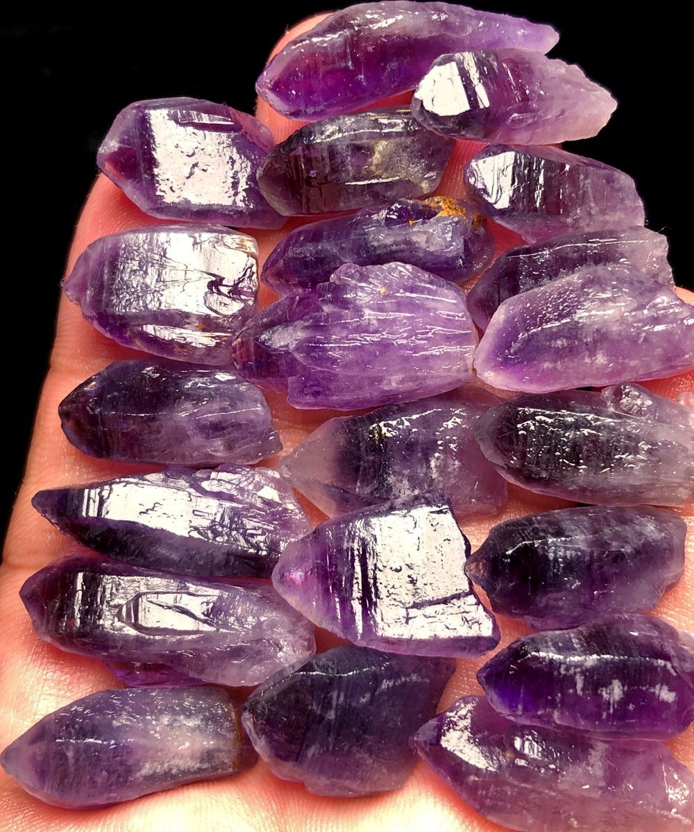 70g 21PC Diamond Grade! RARE Amethyst Lemurian Quartz Lemuria Crystal Point t183