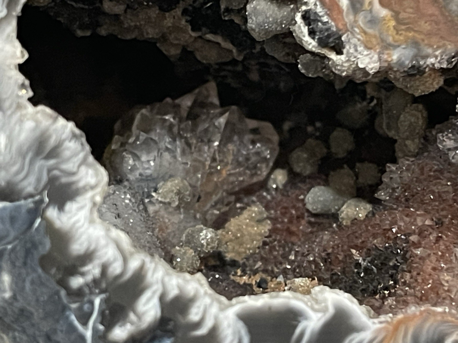 Beautiful Black and Brown Crystal Geode 4 X 2 Inch