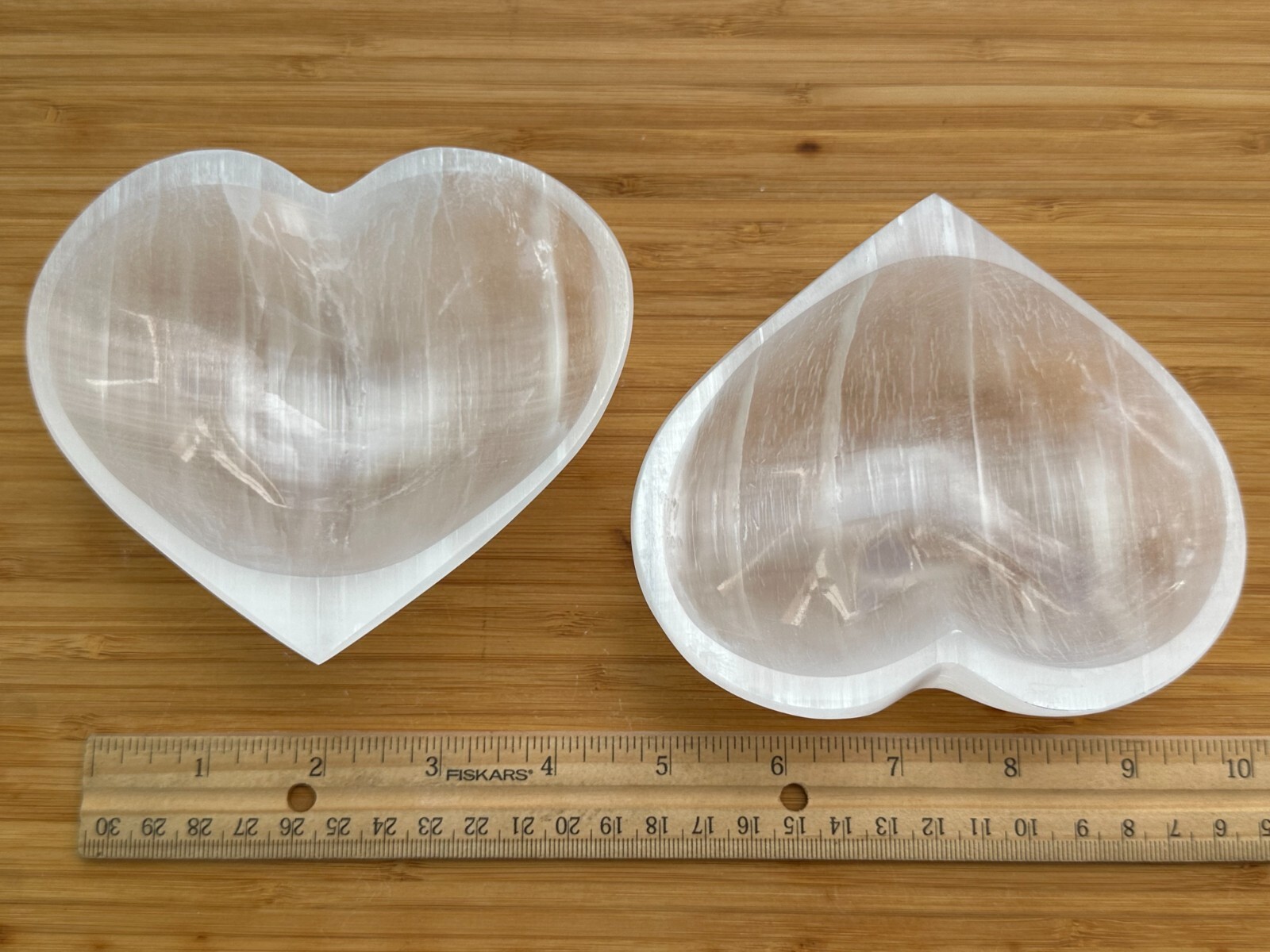 Large Selenite Heart Bowl, 5″ Selenite Heart Shaped Dish Bowl with Pedestal