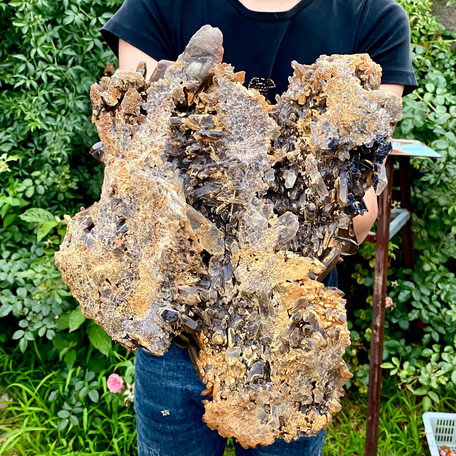 10.8LB Natural Tea black Crystal quartz Cluster Mineral Specimen Healing reiki