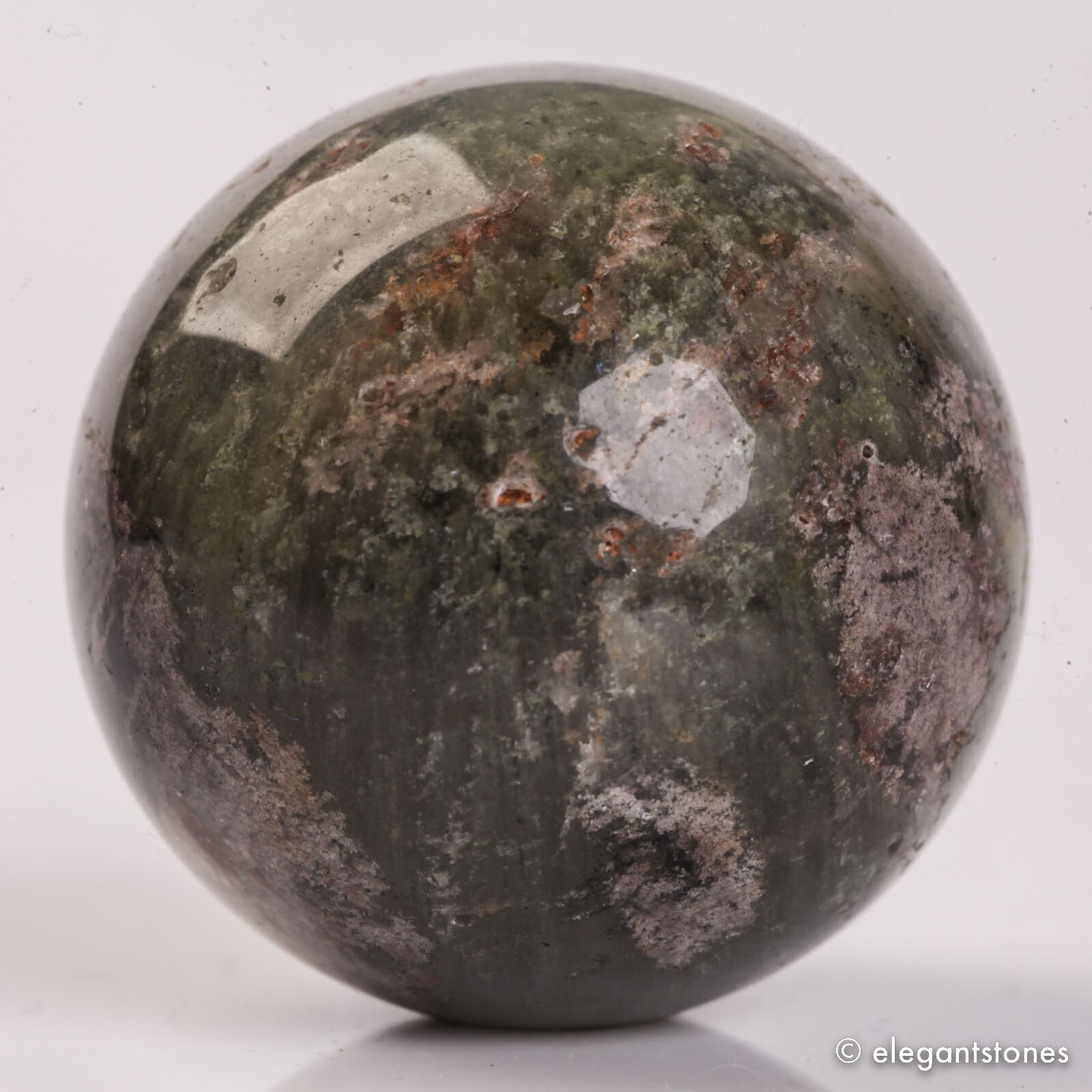 48g32mm Natural Garden/Phantom/Ghost/Lodolite Quartz Crystal Sphere Healing Ball