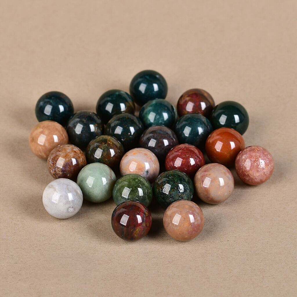 Wholesale 20pcs 16mm Natural Indian Agate Stone Round Ball Shape No Hole Beads