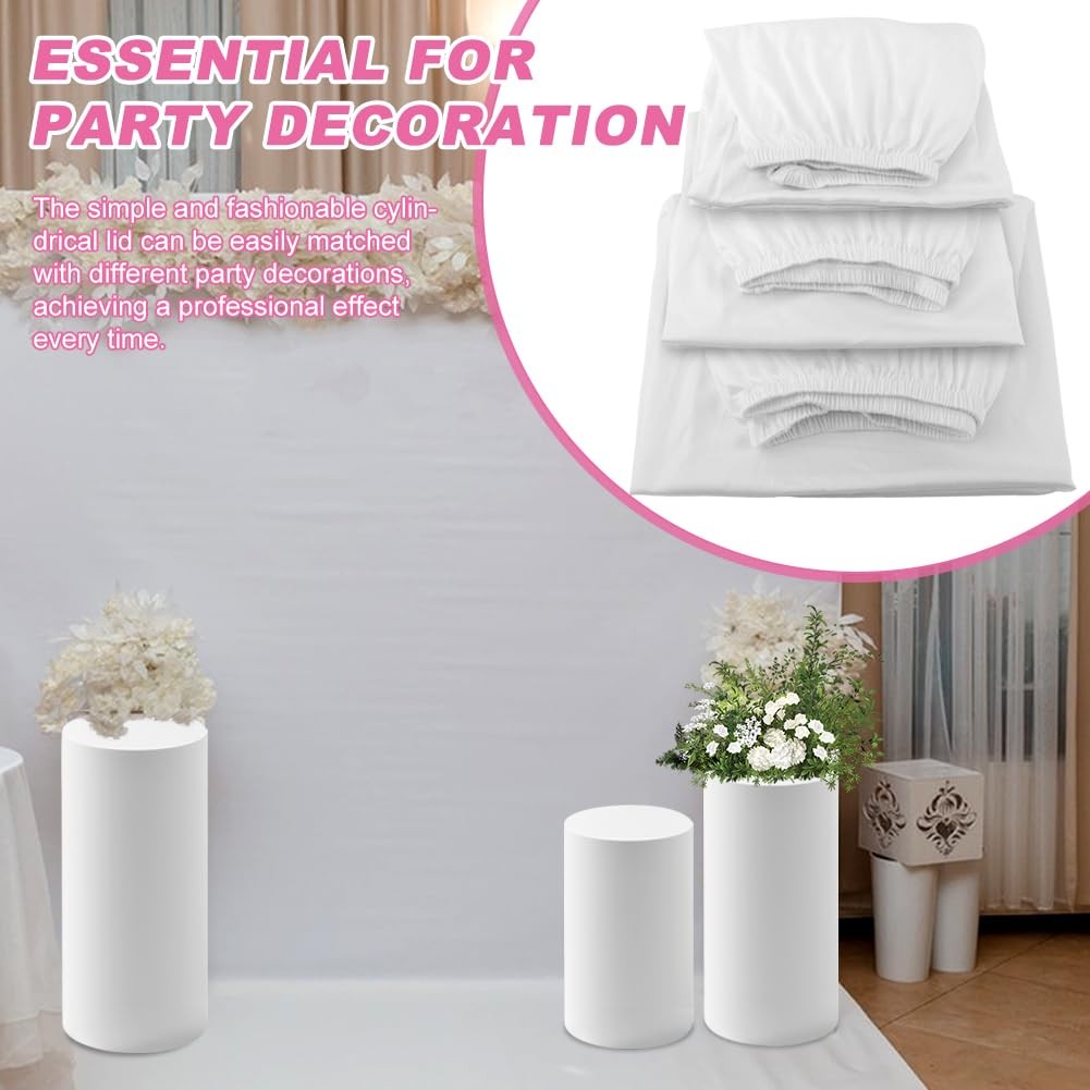 3Pcs Cylinder Pedestal Stand Covers,Round Spandex Cylinder Stand Covers for P…