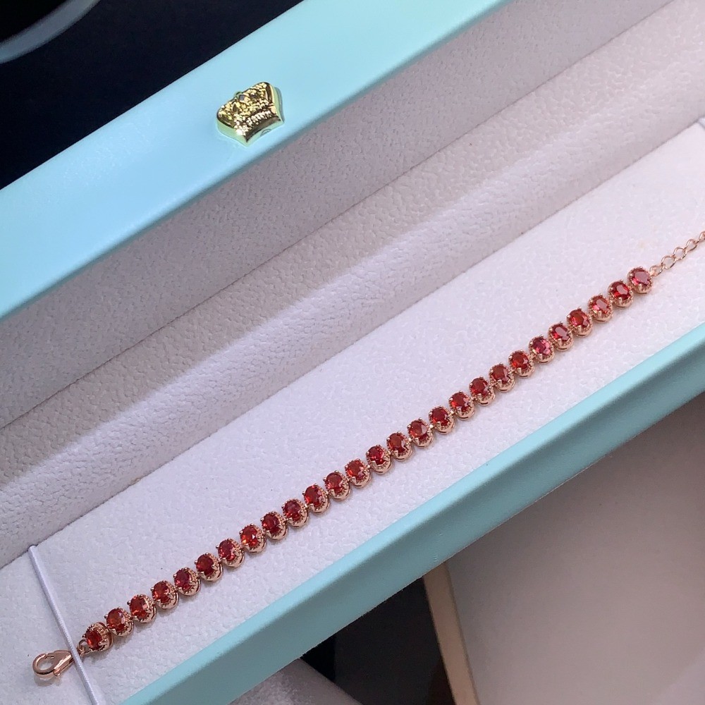 Natura Red Sapphire bracelet Gemstone jewelry S925 Silver Plated 18K Gold Gift