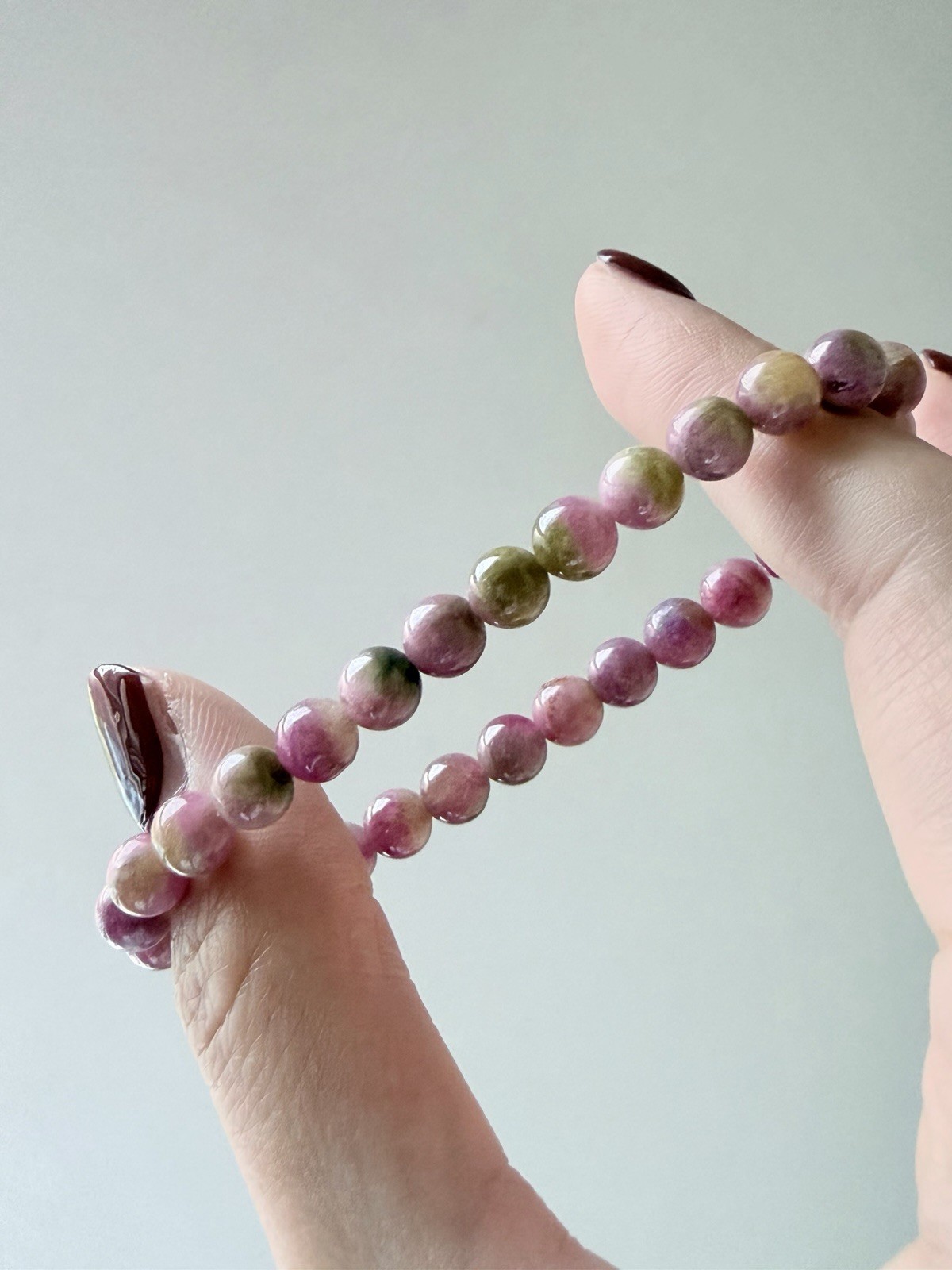 Natural Watermelon Bi-color Pink & Green Tourmaline Bracelet
