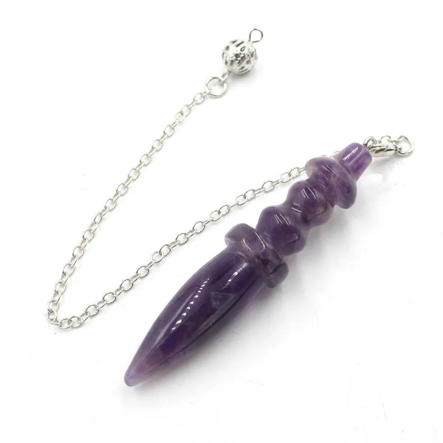 Natural Stone Pendant Egyptian Crystal Pendulum for Divination Dowsing Reiki Pin