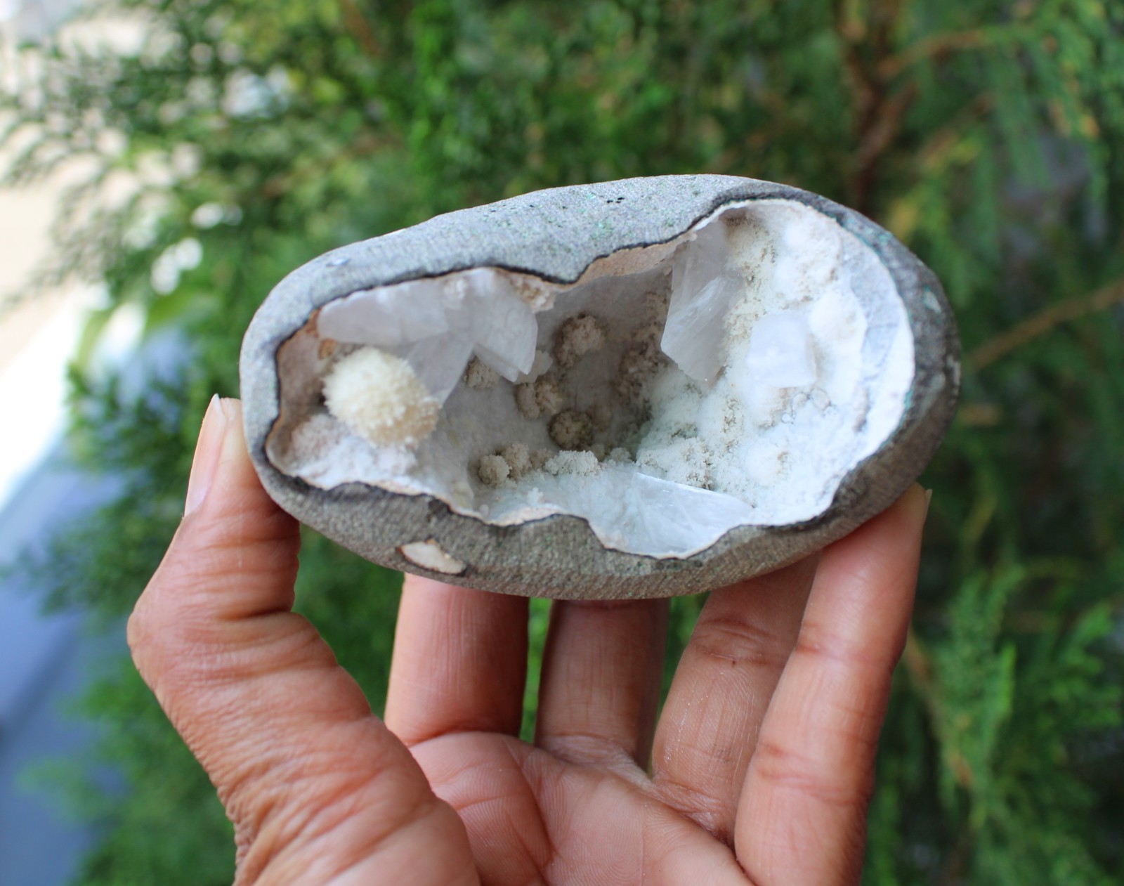 Heulandite With Okenite In Geode Minerals Specimen#A9