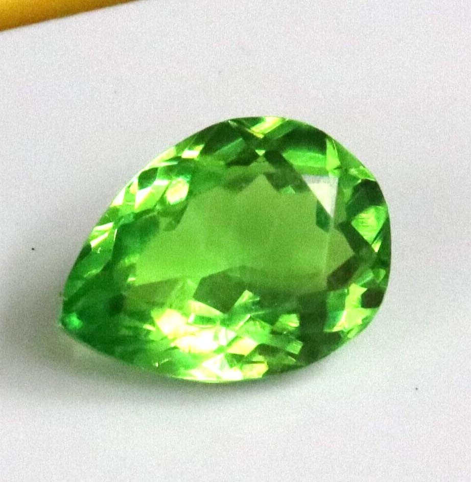 10 Ct Natural Pear Cut Afghani Green Peridot GGI Certified Loose Gemstone