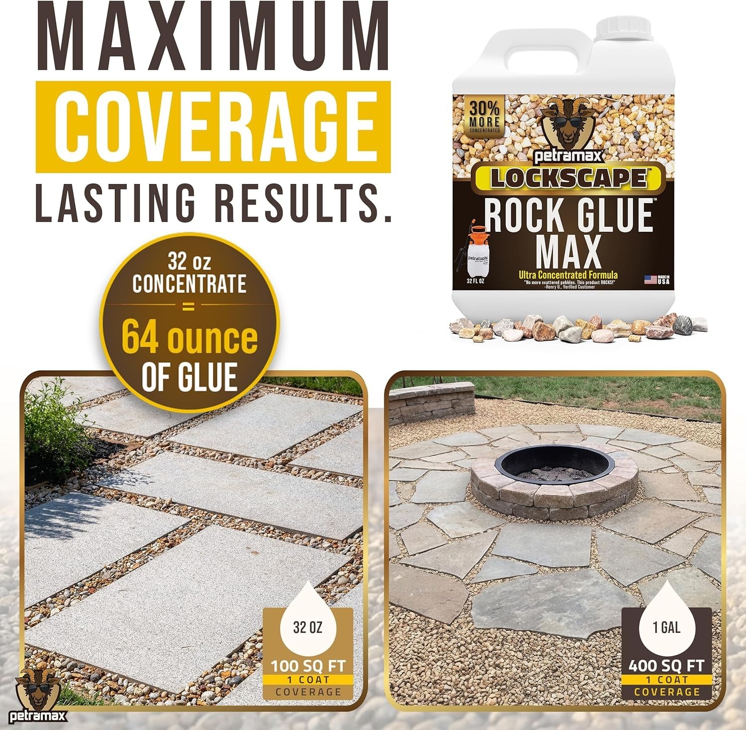 Max Rock Glue: 32 Oz – Heavy-Duty Landscape & Gravel Binder, Pet Safe & Fast-…