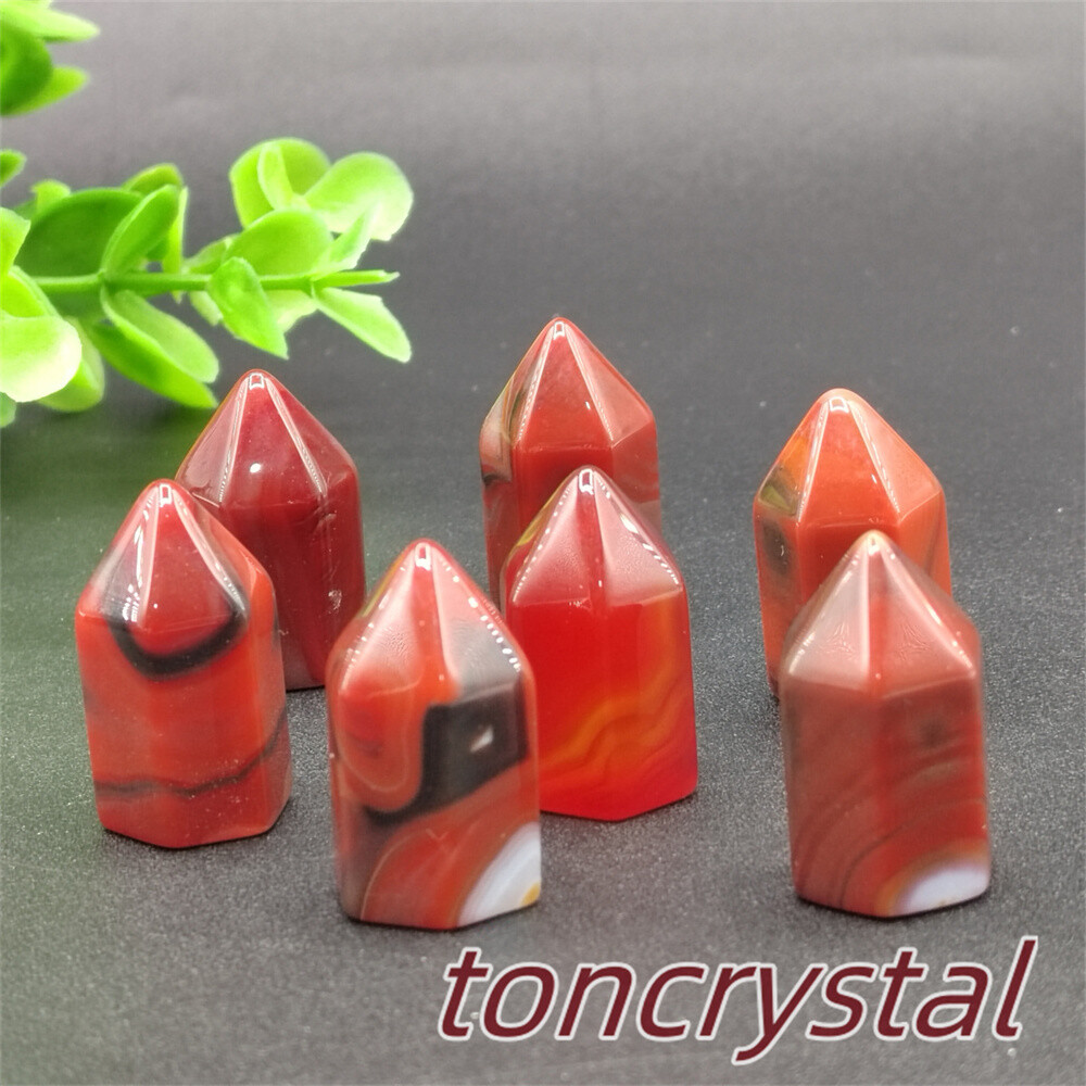 10pcs Top Natural Red Agate Mini Obelisk Quartz Wand Crystal Point Reiki Healing