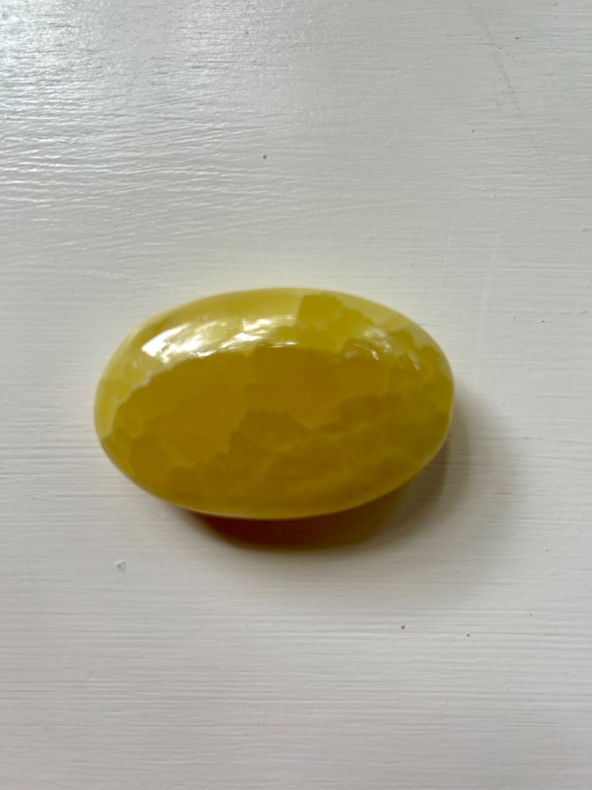 Stunning Lemon Yellow Calcite Palmstone Solar Plexus 2.5 Inches 89g