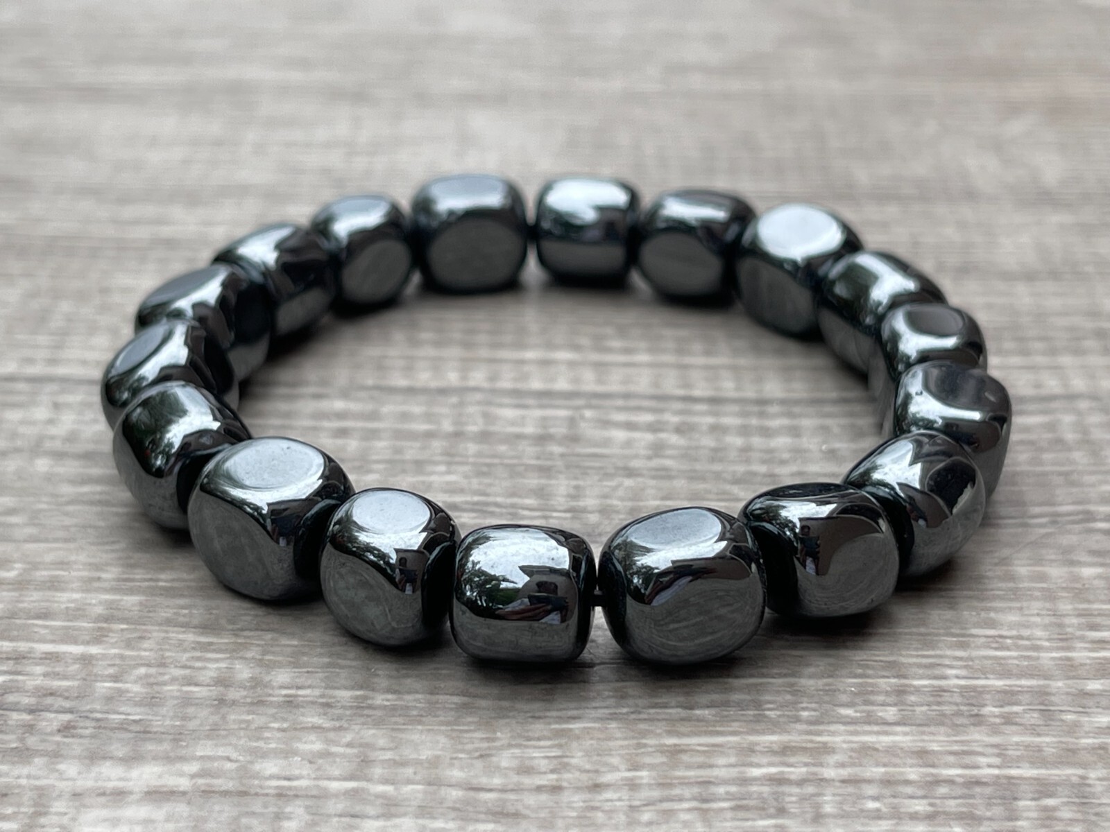 Grade A++ Hematite Tumbled Bracelet 8mm, Genuine Hematite Nugget Bracelet