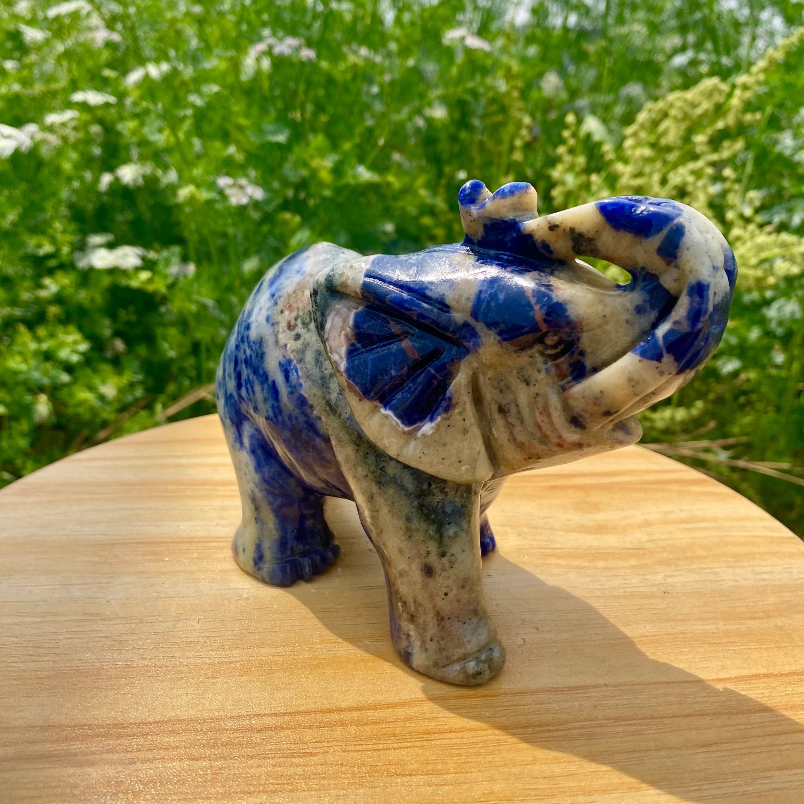 1.9LB Natural lapis lazuli quartz carving elephant spiritual healing