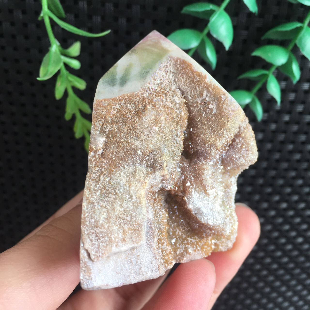106g Titanium Angel Aura Coated Sphalerite Stone Point Tower Quartz Crystal