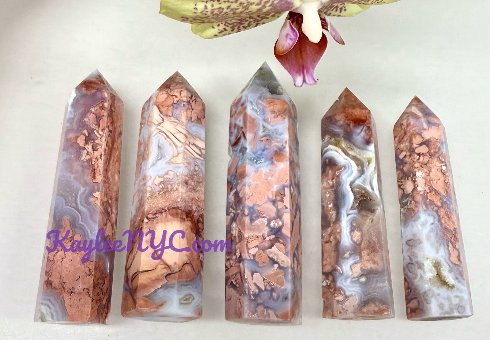 Wholesale Lot 1 Lb Natural Pink Agate Obelisk Tower Point Crystal Natural